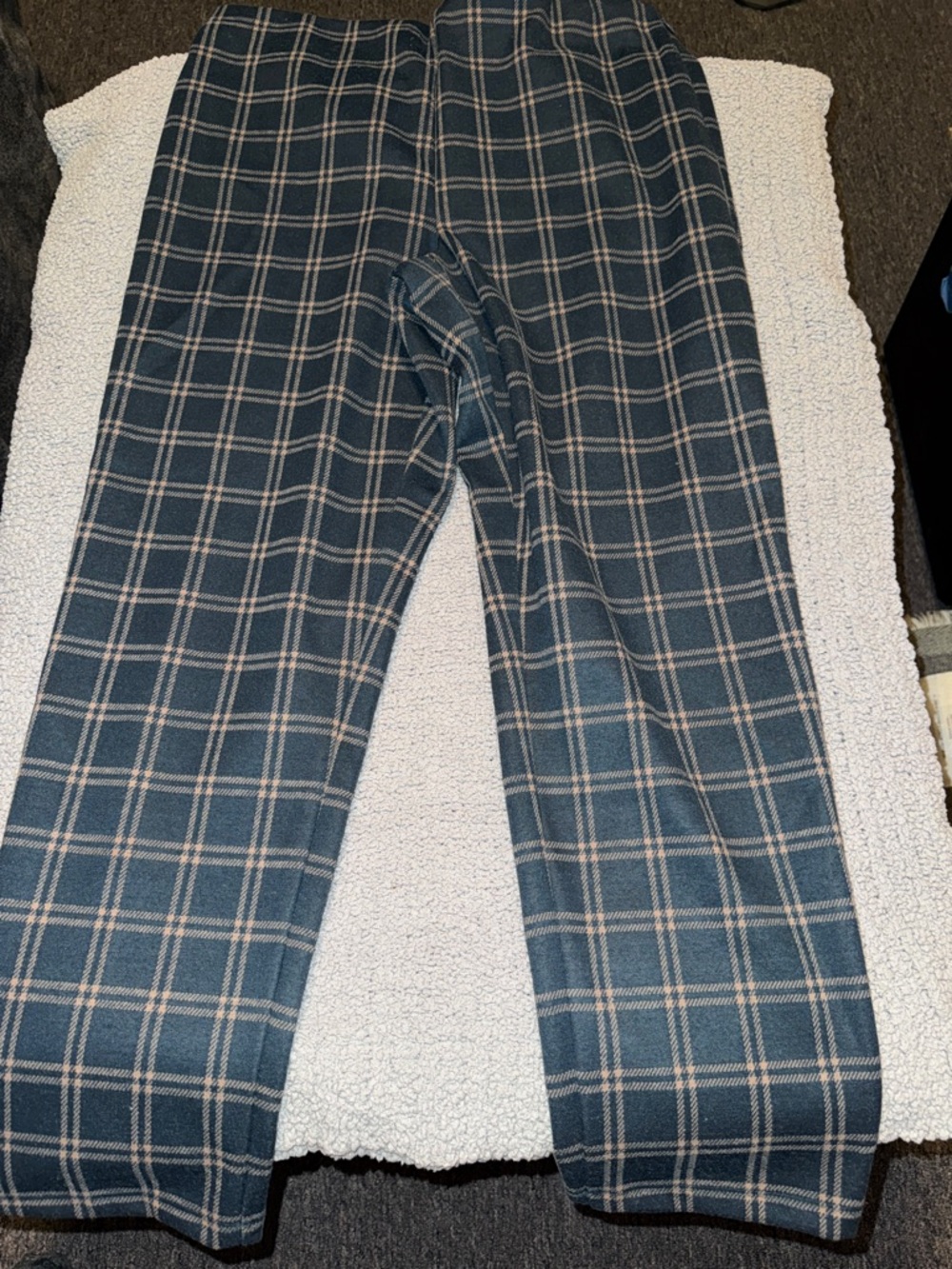 Ann Taylor Straight-Leg Plaid Pants in Gray and Tan